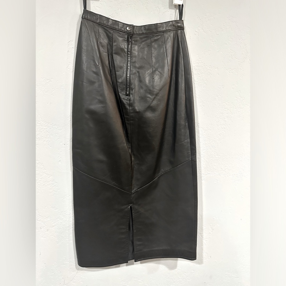Vintage leather midi skirt